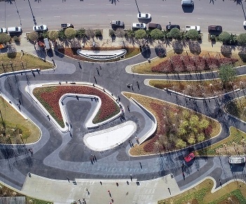 现代曲线广场景观鸟瞰3D模型