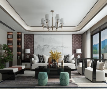 New Chinese Style A Living Room-ID:804610976