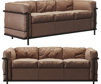 现代棕色三人沙发-ID:572537902