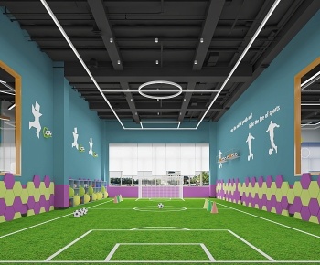 工业风足球场儿童训练馆3D模型