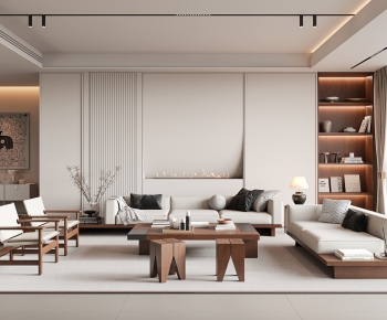 New Chinese Style A Living Room-ID:697458983