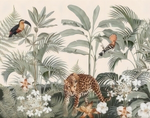 热带雨林动植物印花壁纸-ID:5853755