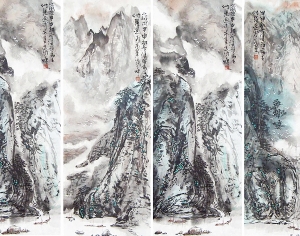 中式国画山水画-ID:668973929