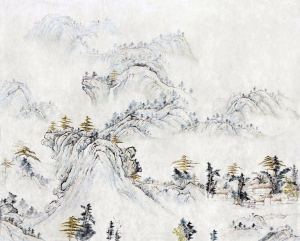 中式国画山水画-ID:676688912