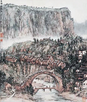 中式国画山水画-ID:885552888