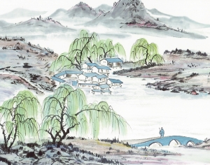 中式国画山水画-ID:628751992