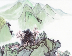 中式国画山水画-ID:400122882