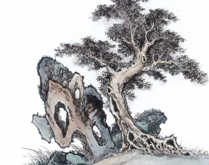 中式国画山水画-ID:572393895