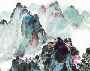 新中式山水风景装饰画-ID:5858266