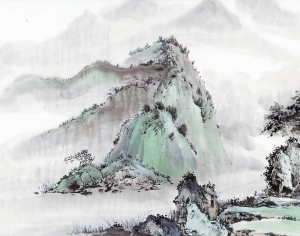 新中式山水风景装饰画-ID:5858317