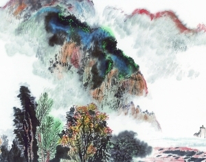 新中式山水风景装饰画-ID:5858327