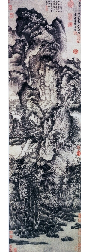新中式山水风景装饰画-ID:5864371