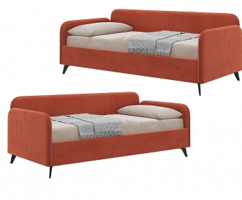 北欧橙色双人沙发-ID:850305087