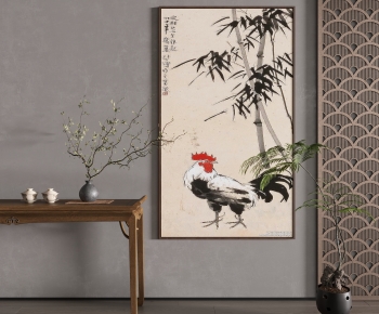 新中式公鸡装饰画-ID:891477116