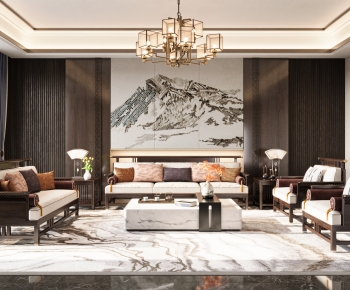 New Chinese Style A Living Room-ID:637576104