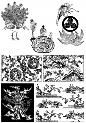 中式古典花纹凹凸黑白-ID:5867533
