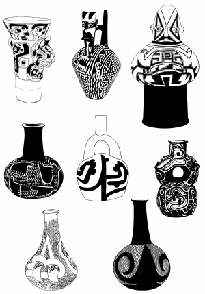 中式古典花纹凹凸黑白-ID:5867593