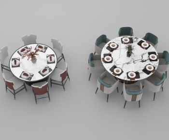 新中式圆形餐桌椅组合-ID:125215055