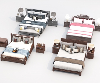 New Chinese Style Double Bed-ID:304860123