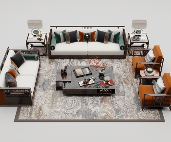 New Chinese Style Sofa Combination-ID:632605086