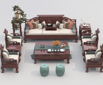 中式红木沙发茶几组合-ID:199499135