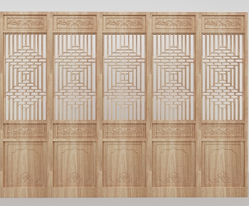 新中式雕花屏风隔断 扇门-ID:747294903