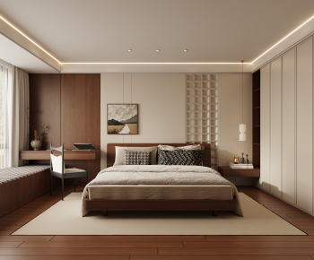 Japanese Style Wabi-sabi Style Bedroom-ID:607940919