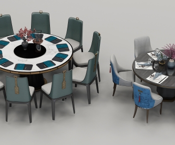 新中式圆形餐桌椅组合-ID:348685034