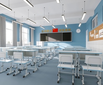 现代学校教室3D模型