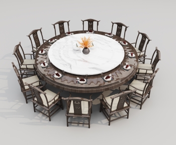 新中式圆形餐桌椅组合-ID:102341249