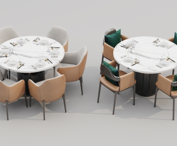 新中式圆形餐桌椅组合-ID:436096917