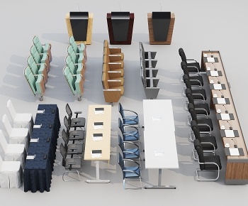 现代会议桌椅报告厅椅组合3D模型
