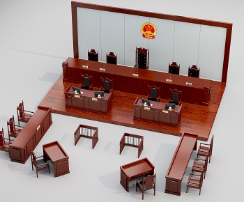 中式红木法庭审判厅桌椅组合-ID:536986115