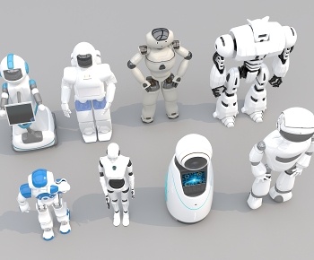 现代智能机器人组合3D模型