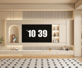 Modern Wabi-sabi Style TV Wall-ID:734271053