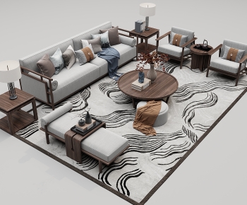 New Chinese Style Sofa Combination-ID:313383107