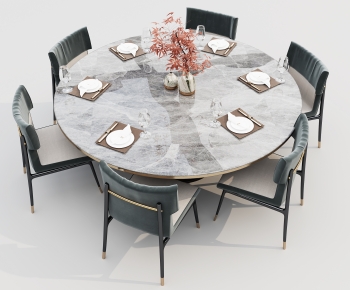 新中式圆形餐桌椅组合-ID:752680065