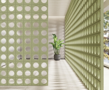 Modern Wabi-sabi Style Cement Brick Screen Partition-ID:478734974
