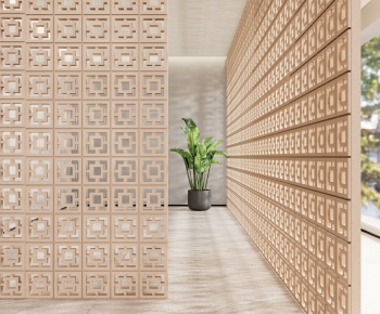 Modern Wabi-sabi Style Cement Brick Screen Partition-ID:462165125