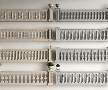 欧式宝瓶大理石栏杆护栏3D模型