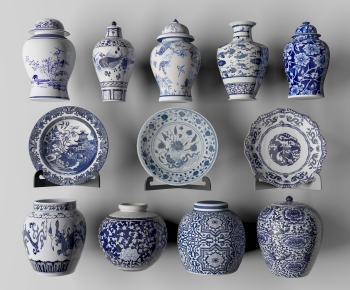 新中式青花瓷陶瓷器皿-ID:766220091