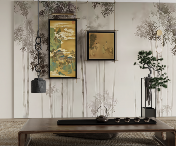 新中式复古高级挂画 茶桌-ID:547744998