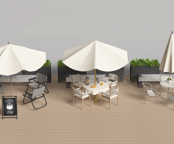 现代户外休闲桌椅 遮阳伞3D模型