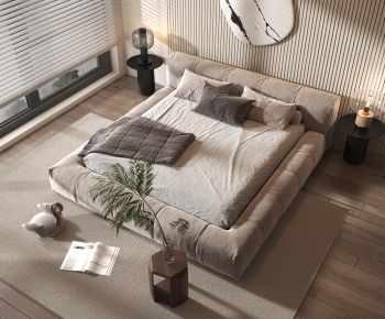 Modern Wabi-sabi Style Double Bed-ID:620997913