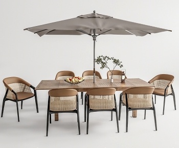 现代户外桌椅组合 遮阳伞3D模型