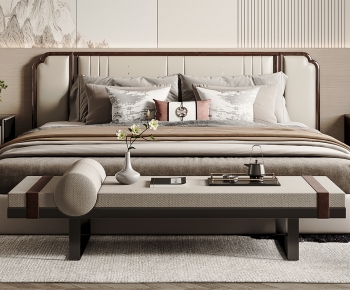 New Chinese Style Double Bed-ID:102460411