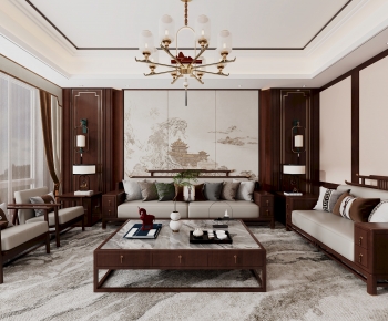 New Chinese Style A Living Room-ID:113170157