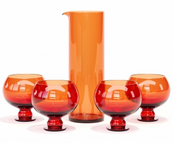 现代橙色玻璃器皿组合-ID:199780521
