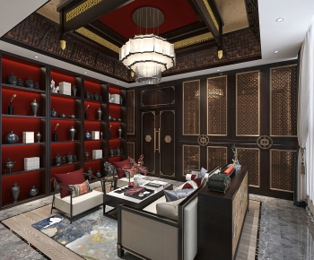 New Chinese Style A Living Room-ID:138422975