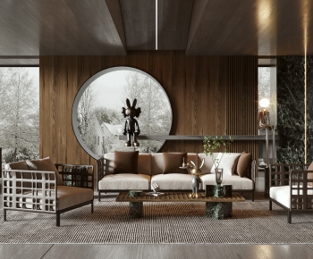 Modern Wabi-sabi Style A Living Room-ID:338402994